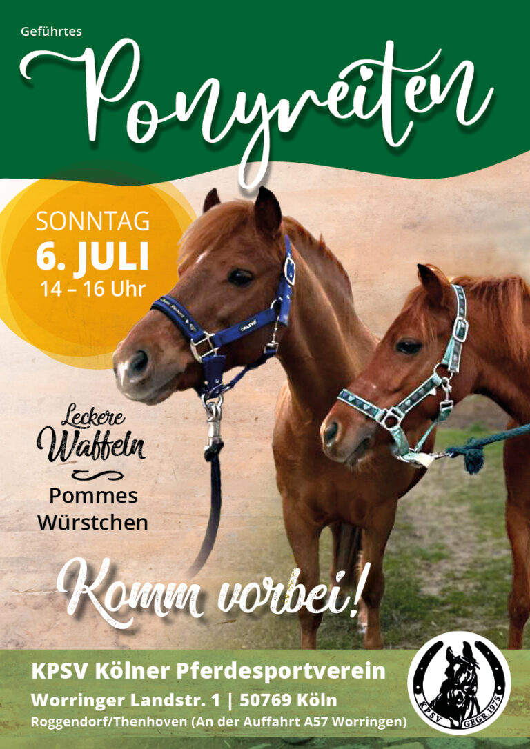 Mehr über den Artikel erfahren PONYREITEN am Sonntag, den 6. Juli 2025 (14 – 16 Uhr)