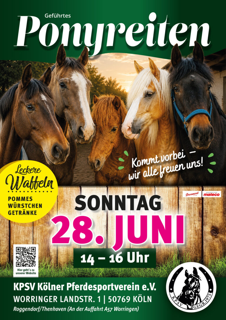 Mehr über den Artikel erfahren PONYREITEN am Sonntag, 28. Juni (14 – 16 Uhr)