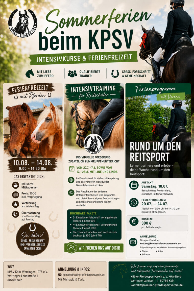 Mehr über den Artikel erfahren Ferienfreizeit im Reitstall – Intensivtraining, Reiterferienprogramm & mehr